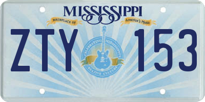 MS license plate ZTY153