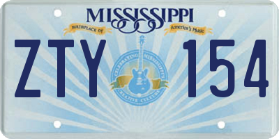 MS license plate ZTY154