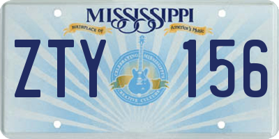 MS license plate ZTY156
