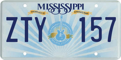 MS license plate ZTY157