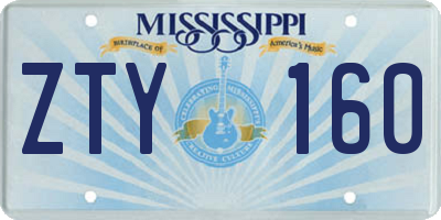 MS license plate ZTY160