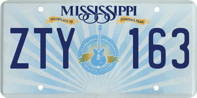 MS license plate ZTY163