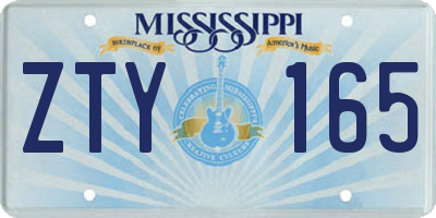 MS license plate ZTY165