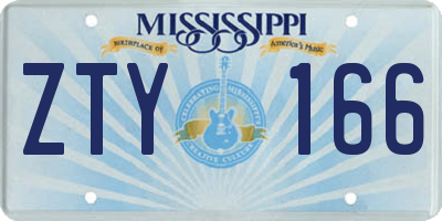 MS license plate ZTY166