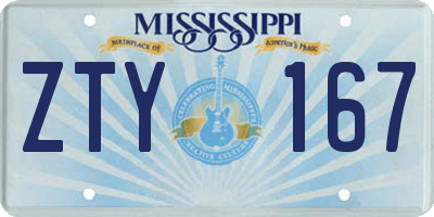 MS license plate ZTY167