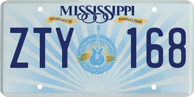 MS license plate ZTY168