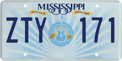 MS license plate ZTY171