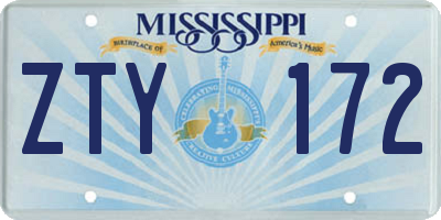 MS license plate ZTY172