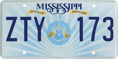MS license plate ZTY173