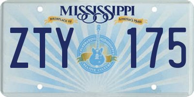 MS license plate ZTY175