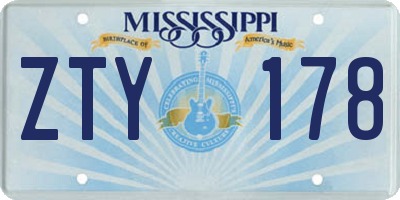 MS license plate ZTY178