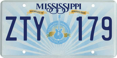 MS license plate ZTY179