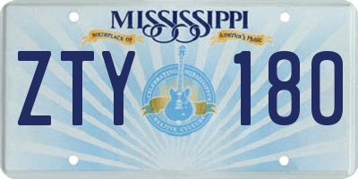MS license plate ZTY180