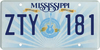 MS license plate ZTY181