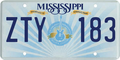 MS license plate ZTY183