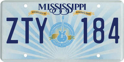 MS license plate ZTY184