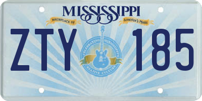 MS license plate ZTY185