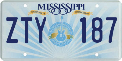 MS license plate ZTY187