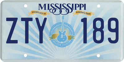 MS license plate ZTY189
