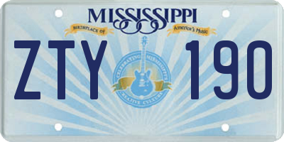 MS license plate ZTY190