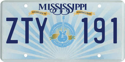 MS license plate ZTY191