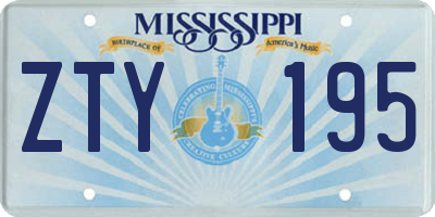 MS license plate ZTY195