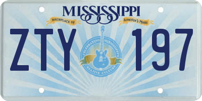 MS license plate ZTY197
