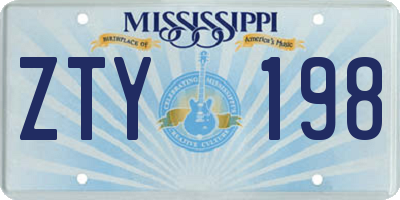 MS license plate ZTY198