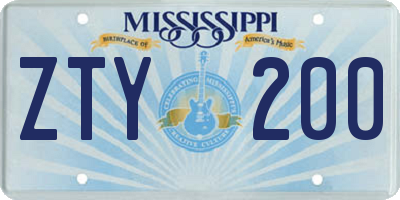 MS license plate ZTY200