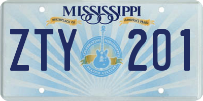 MS license plate ZTY201
