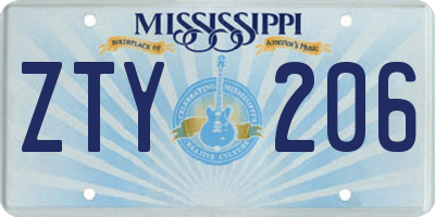 MS license plate ZTY206