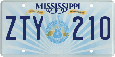 MS license plate ZTY210