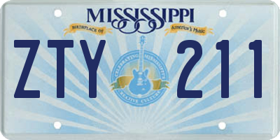 MS license plate ZTY211