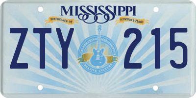 MS license plate ZTY215