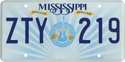 MS license plate ZTY219