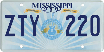 MS license plate ZTY220