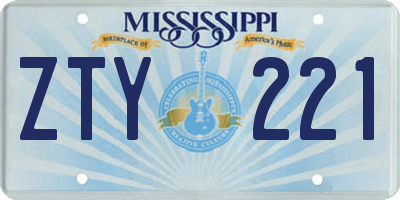 MS license plate ZTY221