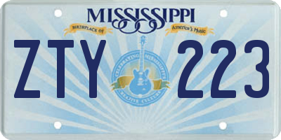 MS license plate ZTY223