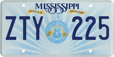 MS license plate ZTY225