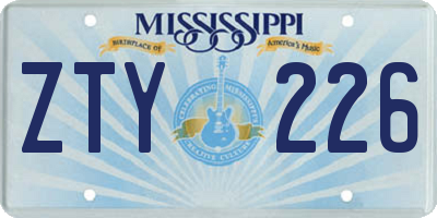 MS license plate ZTY226