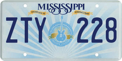 MS license plate ZTY228