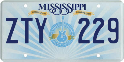 MS license plate ZTY229