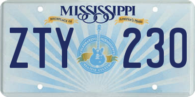 MS license plate ZTY230