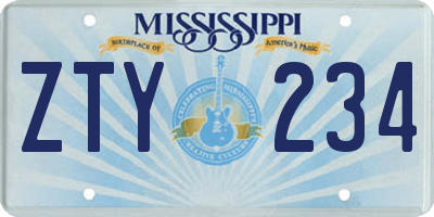 MS license plate ZTY234