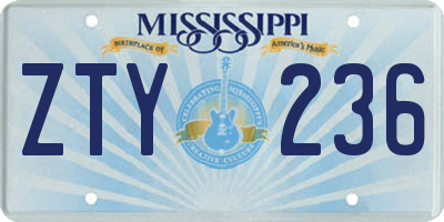 MS license plate ZTY236