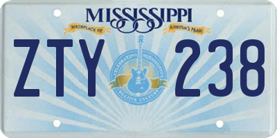 MS license plate ZTY238