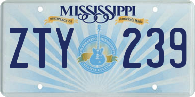 MS license plate ZTY239