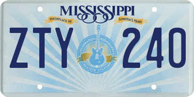 MS license plate ZTY240