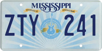 MS license plate ZTY241