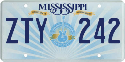 MS license plate ZTY242
